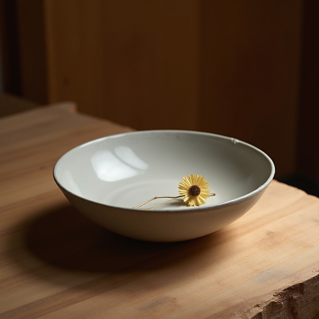 Finished air-dry clay bowl with natural texture on a wooden surface